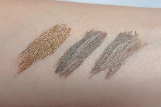 03 Swatches Anastasia Brunette elf Light Sonia Kashuk Tinted Brow Gels