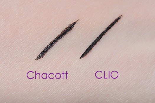 04 Chacott Quick Eyeliner Compare CLIO Waterproof Brush Liner Kill Black Swatches