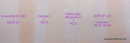 08 AmorePacific Hanyul HERA IOPE Cushion Comparison